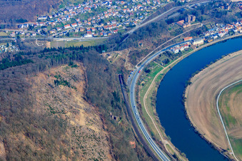 Schwalbennest Castle Ruins on the steep slope of the Neckar River in Neckarsteinach in the state Hesse, Germany