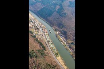 Aerial photograpy of Campsite Hessisches Neckartal in the district Neckarhausen in Neckarsteinach in the state Hesse, Germany