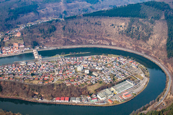 In the Neckar loop in the district Ersheim in Hirschhorn in the state Hesse, Germany out of the air