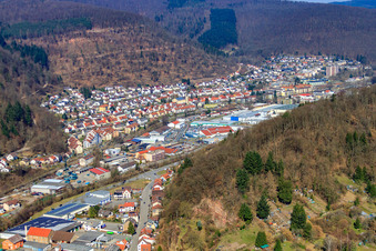 Industrial estate on the Itter in Eberbach in the state Baden-Wuerttemberg, Germany