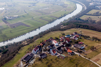 Building of the guesthouse and pension Schreckhof above the Neckar in the district Schreckhof in Mosbach in the state Baden-Wuerttemberg, Germany
