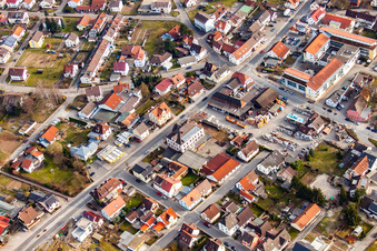 Aerial view of District Neckarelz in Mosbach in the state Baden-Wuerttemberg, Germany
