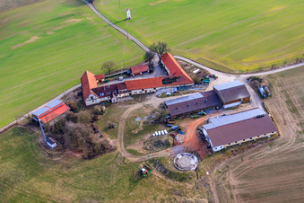 Aerial view of Finkenhof in the district Hochhausen in Haßmersheim in the state Baden-Wuerttemberg, Germany