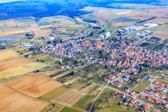 Village in Kraichgau from the north in Hüffenhardt in the state Baden-Wuerttemberg, Germany