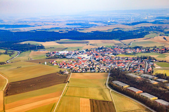 Village in Kraichgau from the northwest in Siegelsbach in the state Baden-Wuerttemberg, Germany