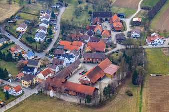 Aerial view of District Bockschaft in Kirchardt in the state Baden-Wuerttemberg, Germany