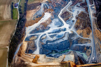 Aerial view of Quarry in Ittlingen in the state Baden-Wuerttemberg, Germany