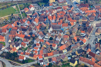 View of the town in Kraichgau from the north in Eppingen in the state Baden-Wuerttemberg, Germany