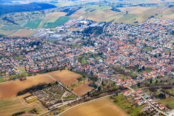 City view in the Kraichgau from the northeast in Sulzfeld in the state Baden-Wuerttemberg, Germany