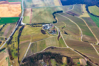 Oblique view of Ravensburg Castle (Sulzfeld) in Sulzfeld in the state Baden-Wuerttemberg, Germany