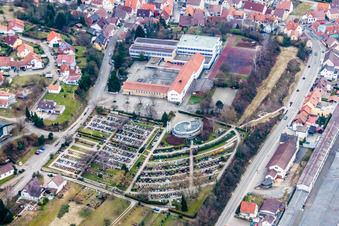 Grave rows on the grounds of the cemetery in Oberderdingen in the state Baden-Wurttemberg, Germany