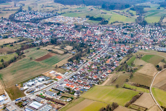 Aerial view of From the northeast in the district Jöhlingen in Walzbachtal in the state Baden-Wuerttemberg, Germany