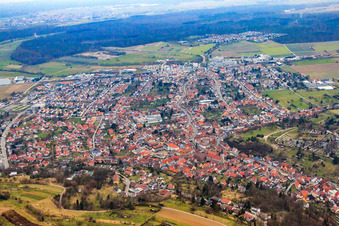 City view from the east in Weingarten in the state Baden-Wuerttemberg, Germany