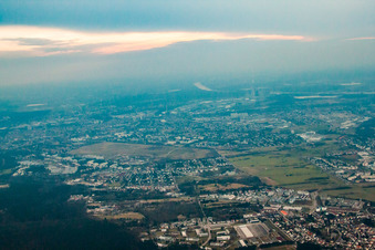 District Neureut in Karlsruhe in the state Baden-Wuerttemberg, Germany seen from a drone
