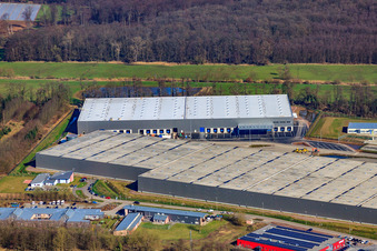 Aerial photograpy of Horst industrial park, ZUFALL Logistics group and STS-Group in the district Minderslachen in Kandel in the state Rhineland-Palatinate, Germany