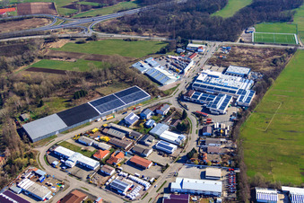 Aerial photograpy of Barthelsmühlring in the district Minderslachen in Kandel in the state Rhineland-Palatinate, Germany