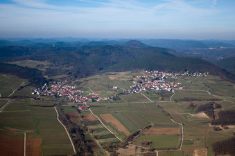 District Gleishorbach in Gleiszellen-Gleishorbach in the state Rhineland-Palatinate, Germany seen from a drone