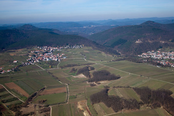 District Gleiszellen in Gleiszellen-Gleishorbach in the state Rhineland-Palatinate, Germany from the drone perspective