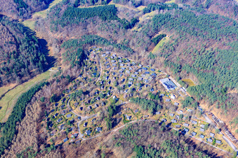 Aerial photograpy of Eichwald holiday village in the district Gossersweiler in Gossersweiler-Stein in the state Rhineland-Palatinate, Germany