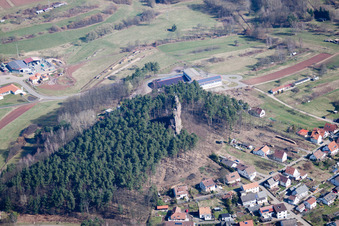 Aerial view of Engelmannsfelsen in the district Gossersweiler in Gossersweiler-Stein in the state Rhineland-Palatinate, Germany