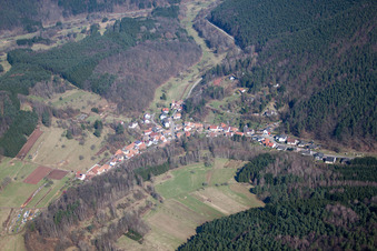 Aerial view of Village view in Dimbach in the state Rhineland-Palatinate, Germany