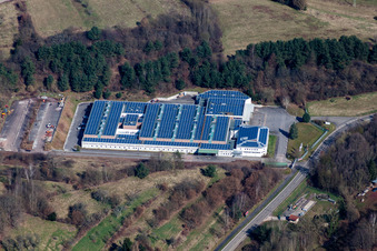 Building and production halls on the premises of Lugina Schuhfabrik GmbH in Schwanheim in the state Rhineland-Palatinate, Germany