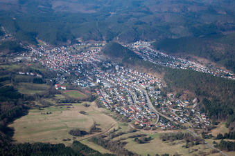 Dahn in the state Rhineland-Palatinate, Germany from a drone