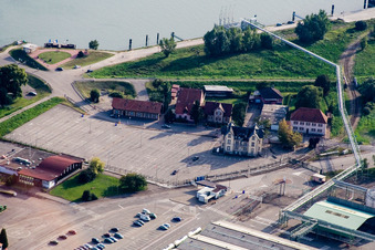 Aerial view of Chemical plants on the Rhine in Lauterbourg in the state Bas-Rhin, France