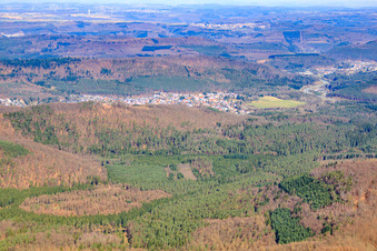 City in the Palatinate Forest from the south in Ruppertsweiler in the state Rhineland-Palatinate, Germany