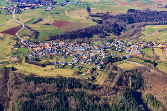 Aerial view of Village view from the east in Schweix in the state Rhineland-Palatinate, Germany