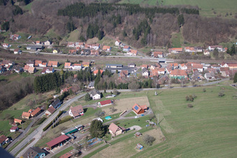 Aerial view of Village view in Tieffenbach in the state Bas-Rhin, France