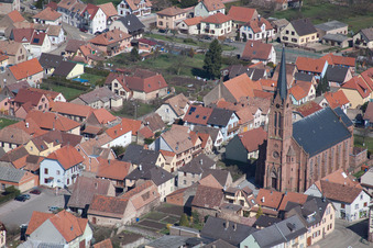 Steinbourg in the state Bas-Rhin, France seen from above