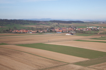 Geiswiller in the state Bas-Rhin, France from above