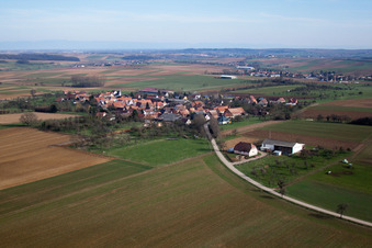 Aerial view of Zœbersdorf in the state Bas-Rhin, France