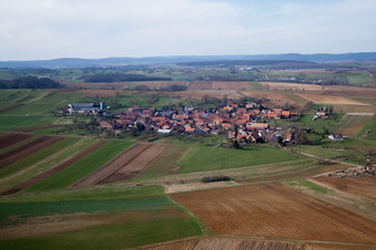Aerial photograpy of Zœbersdorf in the state Bas-Rhin, France