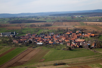 Oblique view of Zœbersdorf in the state Bas-Rhin, France