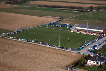 Aerial view of Sports field in Ringendorf in the state Bas-Rhin, France