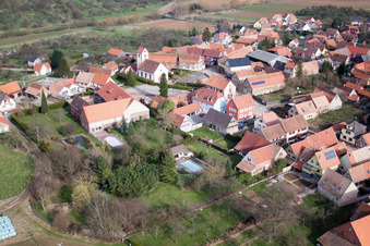 Aerial view of Ringendorf in the state Bas-Rhin, France