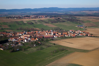 Aerial view of Buswiller in the state Bas-Rhin, France