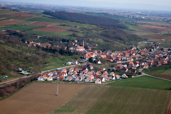 Buswiller in the state Bas-Rhin, France seen from above