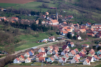 Bird's eye view of Buswiller in the state Bas-Rhin, France