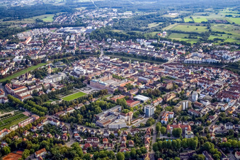 City center with castle park in Rastatt in the state Baden-Wuerttemberg, Germany
