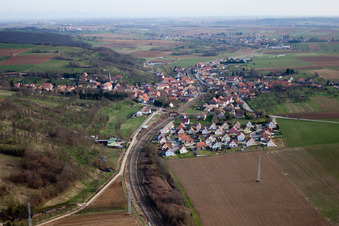 Aerial photograpy of Ettendorf in the state Bas-Rhin, France
