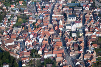 Pfaffenhoffen in the state Bas-Rhin, France seen from above