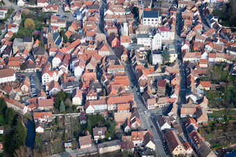 Pfaffenhoffen in the state Bas-Rhin, France from the plane