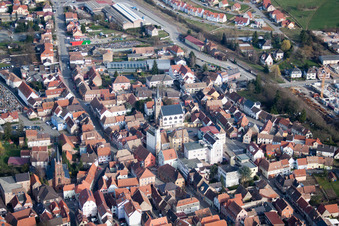 Bird's eye view of Pfaffenhoffen in the state Bas-Rhin, France
