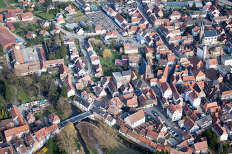 Drone recording of Pfaffenhoffen in the state Bas-Rhin, France