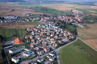 Aerial view of Pfaffenhoffen in the state Bas-Rhin, France