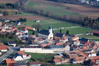 Pfaffenhoffen in the state Bas-Rhin, France from the plane