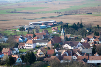 Bird's eye view of Pfaffenhoffen in the state Bas-Rhin, France